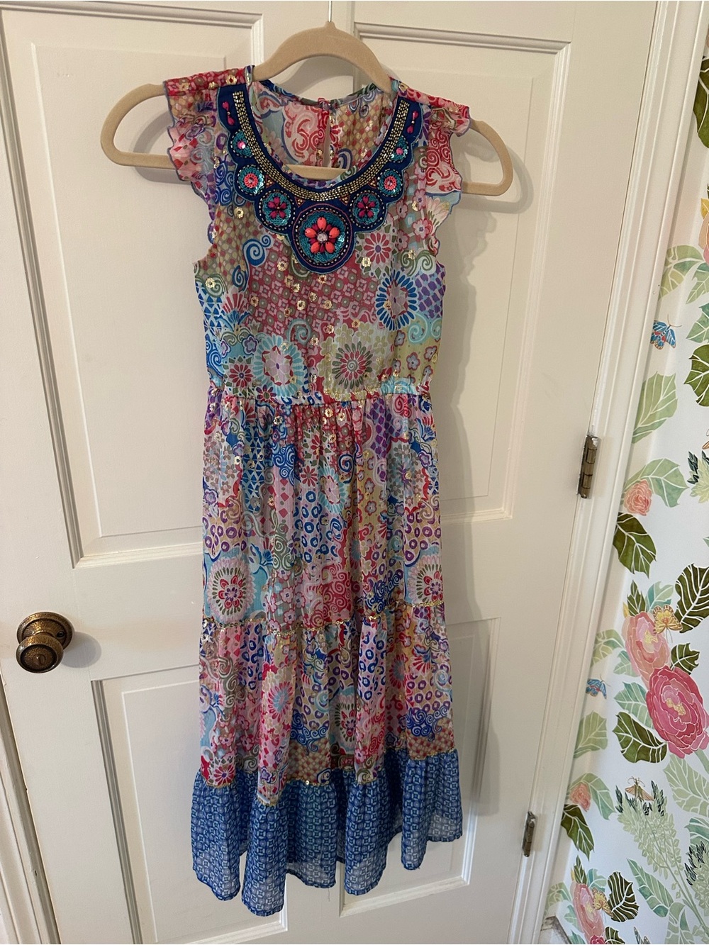 Monsoon Girls Floral Embroidered Maxi Dress - Sz 9